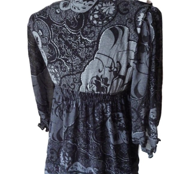 Dressy Layered Top by ICE/ Size S/ Black Rosettes/ Boho - Picture 3 of 5